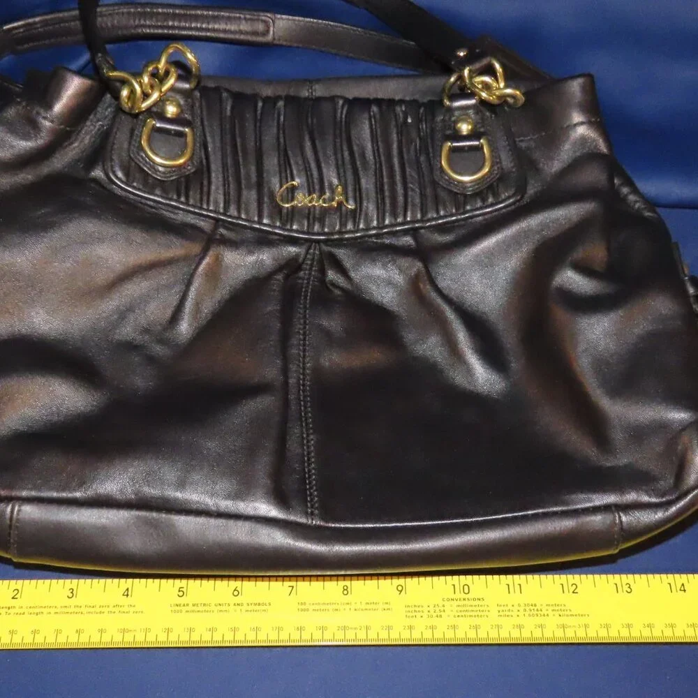 COACH Ashley Leather Handbag -Black - Picture 5 of 13